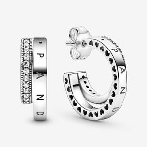 Pave double hoop earrings